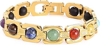 Divine Hindu 7 Chakra Stone Bracelet with Karungali Beads Natural Crystal Energy Jewelry Healing Gemstone Bracelet Reiki S...