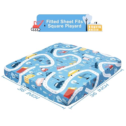 Miniatura 4 de Cloele Sábanas bajeras cuadradas perfectas para colchones portátiles de 36 x 36 pulgadas, paquete de 2 sábanas cuadradas para cuna, sábana bajera