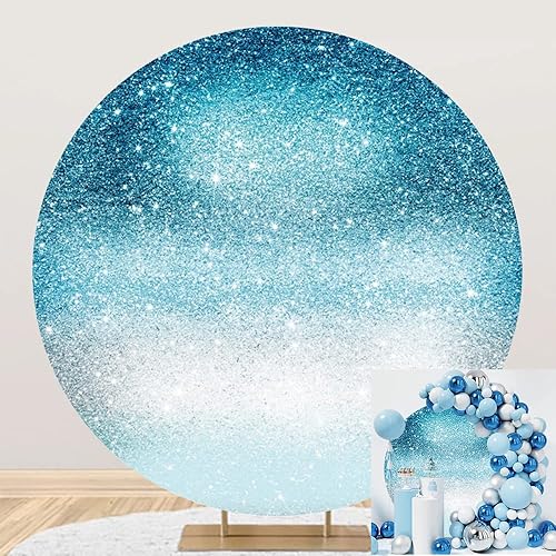 Miniatura 8 de OERJU Cubierta de fondo redonda dorada con lentejuelas brillantes y blancas doradas, fondo de fotografía, telón de fondo redondo, para baby shower,