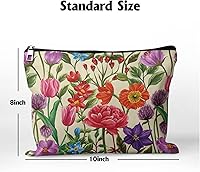 Vista 3 de Cafl Bolsa de maquillaje Bolsa de cosméticos Bolsa de maquillaje de viaje con cremallera, Flores de acuarela115