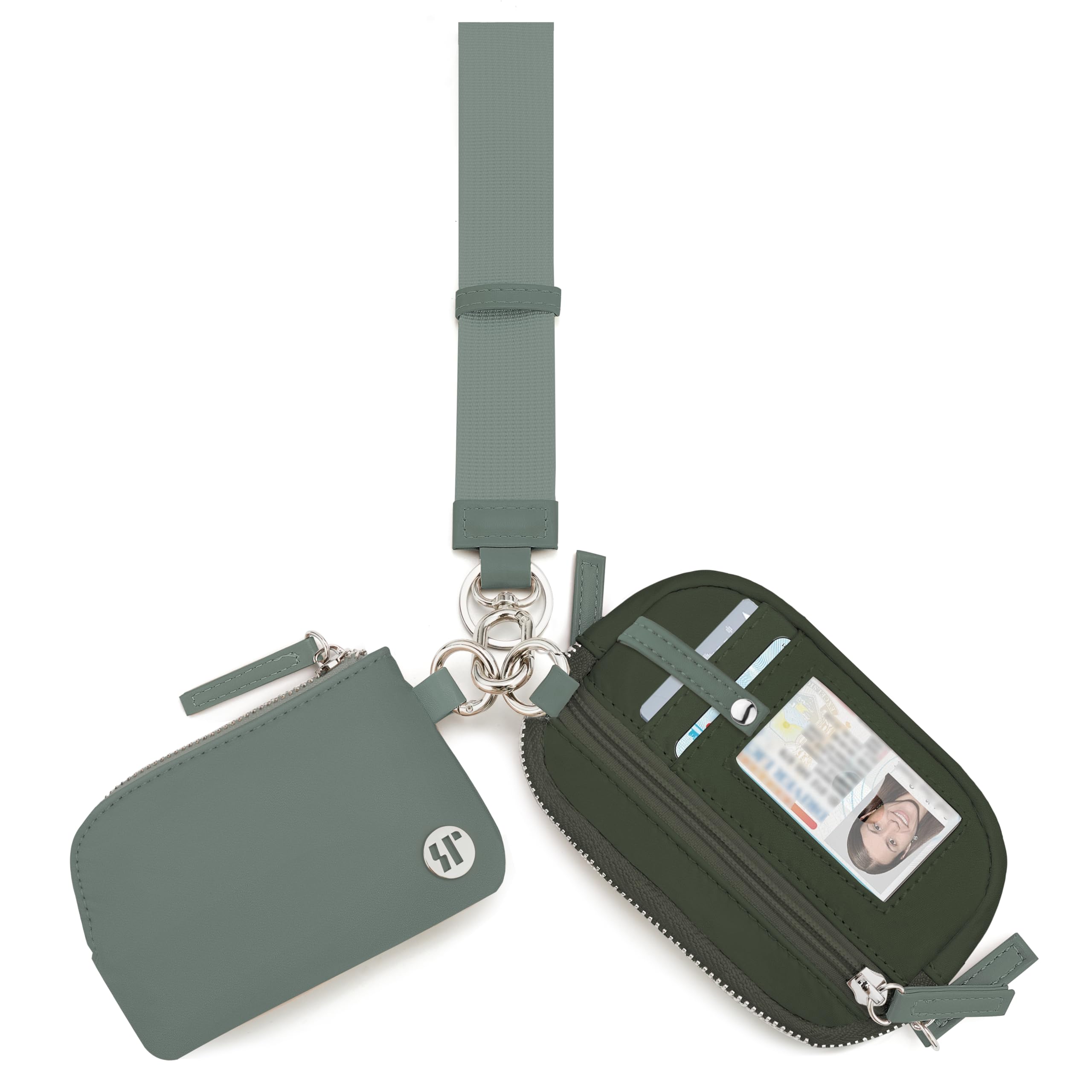 Wallet Wristlet for Women, RFID Wallet Keychain with Dual Pocket