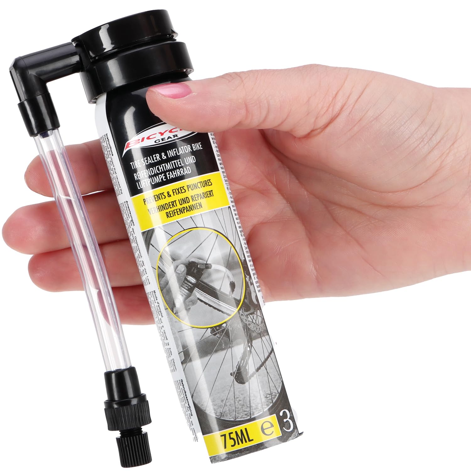 com-four® Spray antipinchazos para Bicicletas - Ayuda inmediata en Caso de pinchazos - Spray sellador para cámaras de Bicicleta
