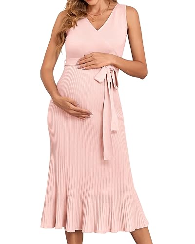 V FOR CITY Spring Summer Maternity Dress Knit Midi Pregancy