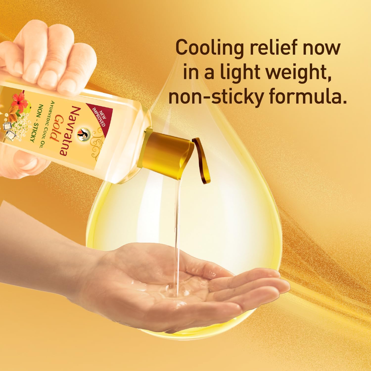 Navratna Gold Ayurvedic Hair Oil | with 24K Gold & 9 Ayurvedic Herbs | Lightweight, Non-Greasy & Fast-Absorbing | Relaxing Head Massage Oil | Deeply Nourishes Hair | 16.91 Fl Oz (500ml) - Image 7