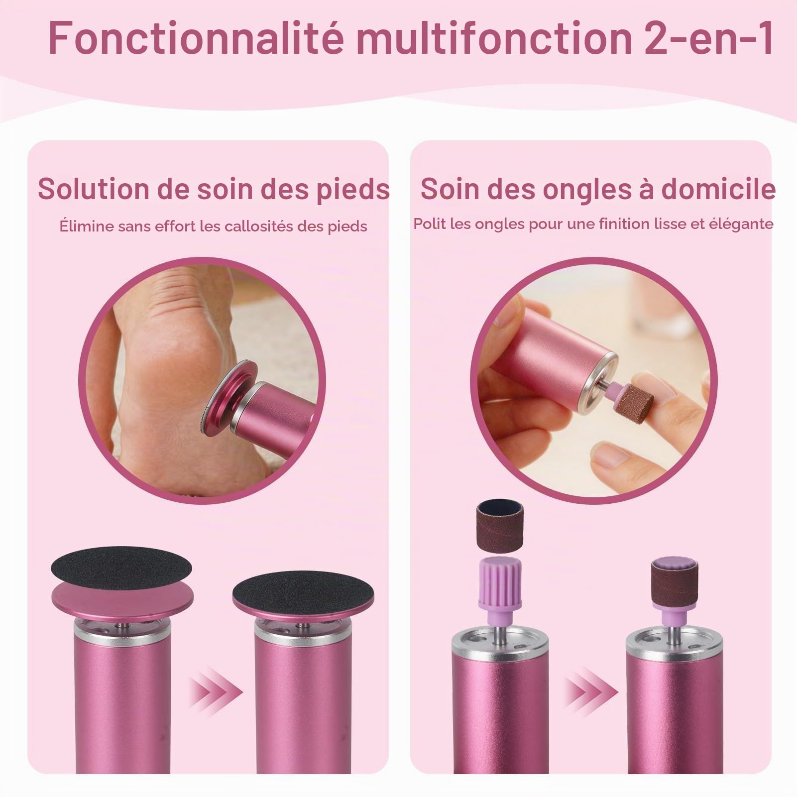 Râpe électrique Pour Callosités Ponceuse Pied Avec 80tampons Et Ersatzkopf | Puissante Anti Callosités, Plusieurs Vitesses Réglables, appareil pédicure anti-peau morte, Soin Des Pieds Doux