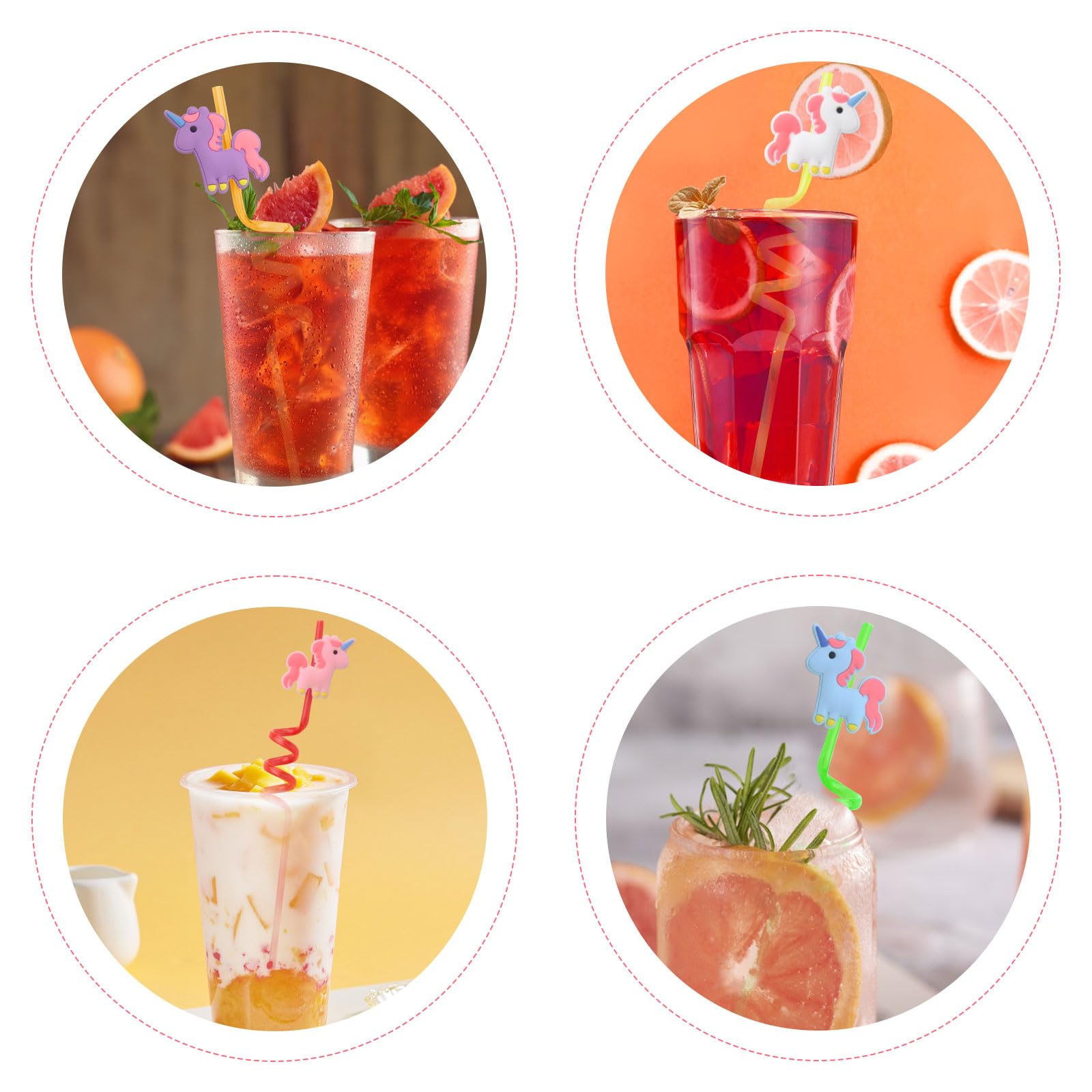 Ynaice 8 Pieces Reusable Drinking Straws Plastic Novelty Straws Fun Animals Straw Unicorn Colorful Curly Straw For Kids Adults Birthday Party Favors Party Supplies - View #13