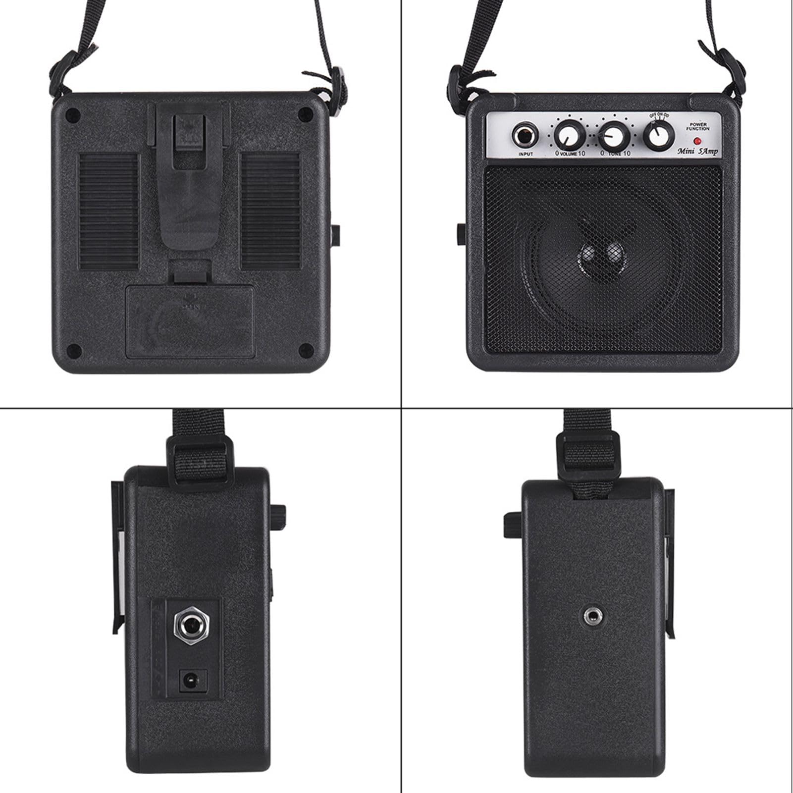 5-W-Gitarrenverstärker-Lautsprecher mit Lautstärkeregelung, Leichter Tragbarer Mini-Verstärker für Akustische E-Gitarre, 3,5-mm- und 6,35-mm-Eingänge (schwarz) (Schwarz)