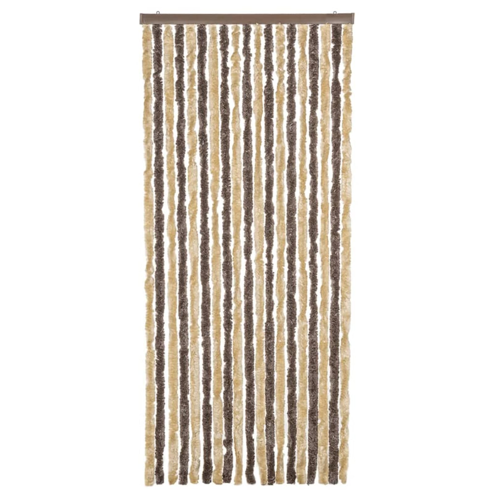 Tenda Antimosche Marrone Scuro e Beige 56x200 cm in Ciniglia,Tenda Antimosche per Finestre e Porte Leggera Resistente all'Acqua Silenziosa Zanzariera Antiisetti-377354