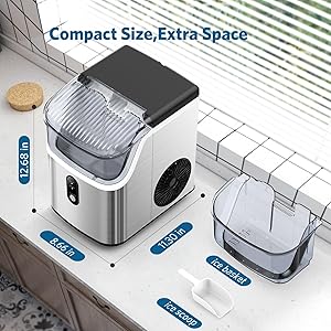 COWSAR Nugget Ice Makers Countertop Soft Chewable Pellet Ice Machine with Auto-Cleaning Function, 35Lbs/24H, Portable Ice Makers for Kitchen, Office, Home,Silver
