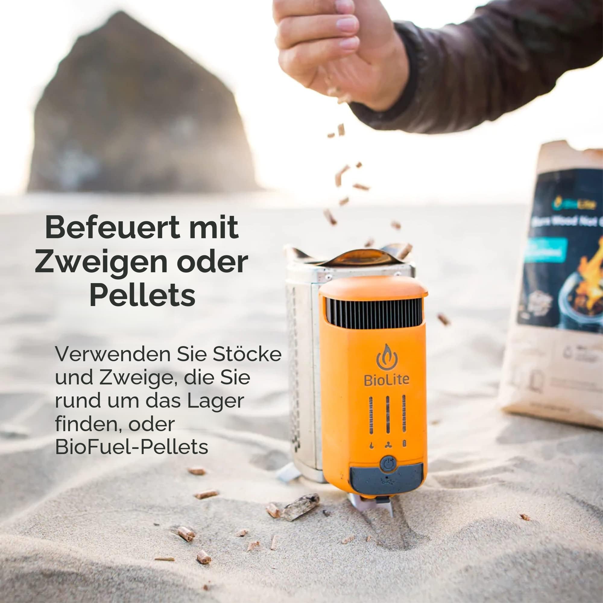 BioLite Campstove Campingkocher mit 2 Holzbrennern, Stromerzeugung und USB-Aufladung