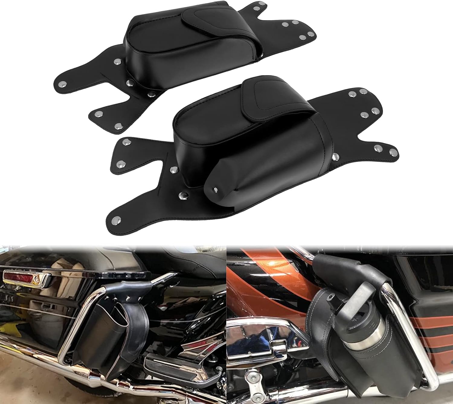 HDBUBALUS Saddlebag Guard Bag with Water Bottle Holder Fit for Harley Touring Road King Electra Glide Road Glide 1993-2025 1 Pair