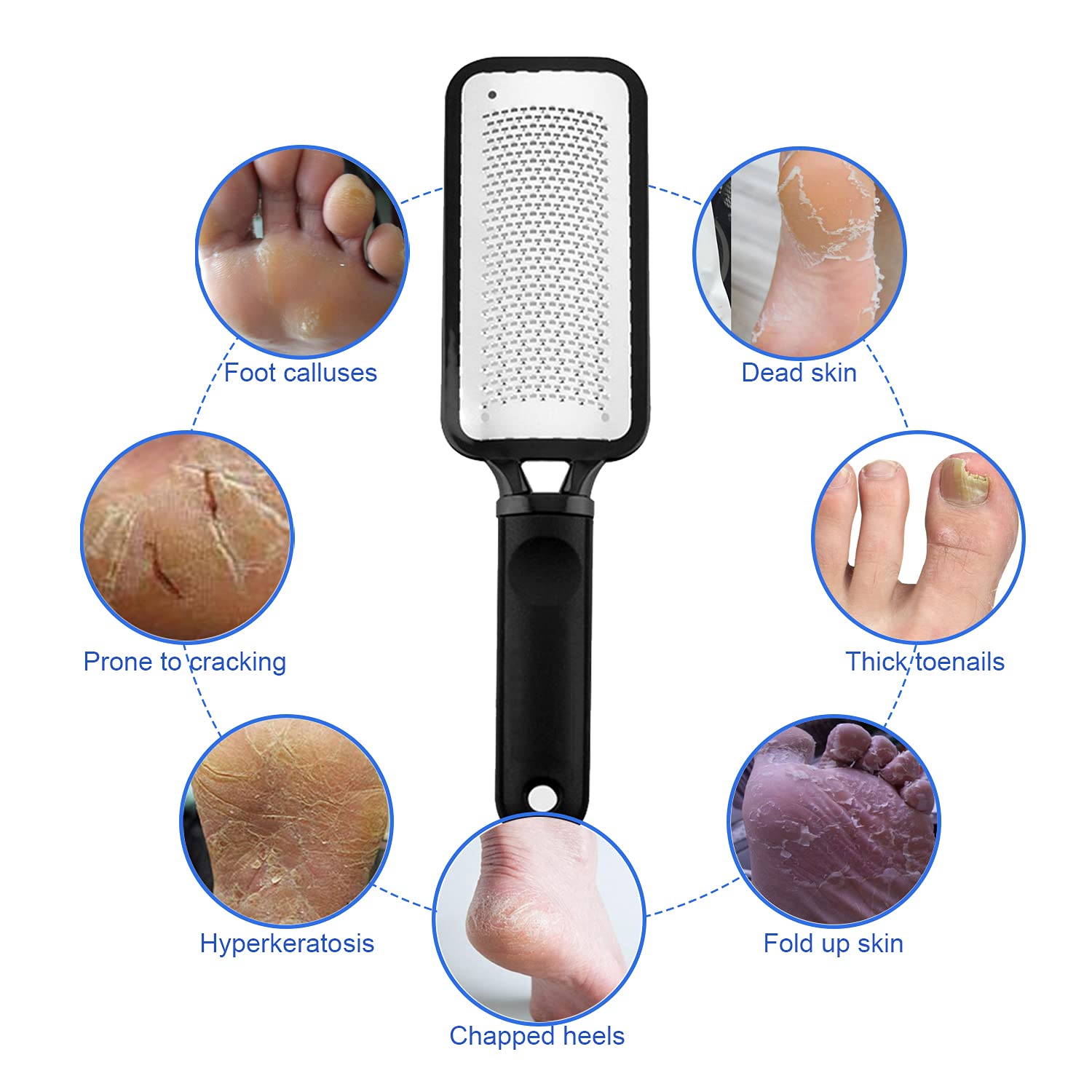 Limas de pies para eliminar callos – Lima profesional de acero inoxidable para el cuidado de los pies, pedicura para eliminar la piel dura (una cara) 4