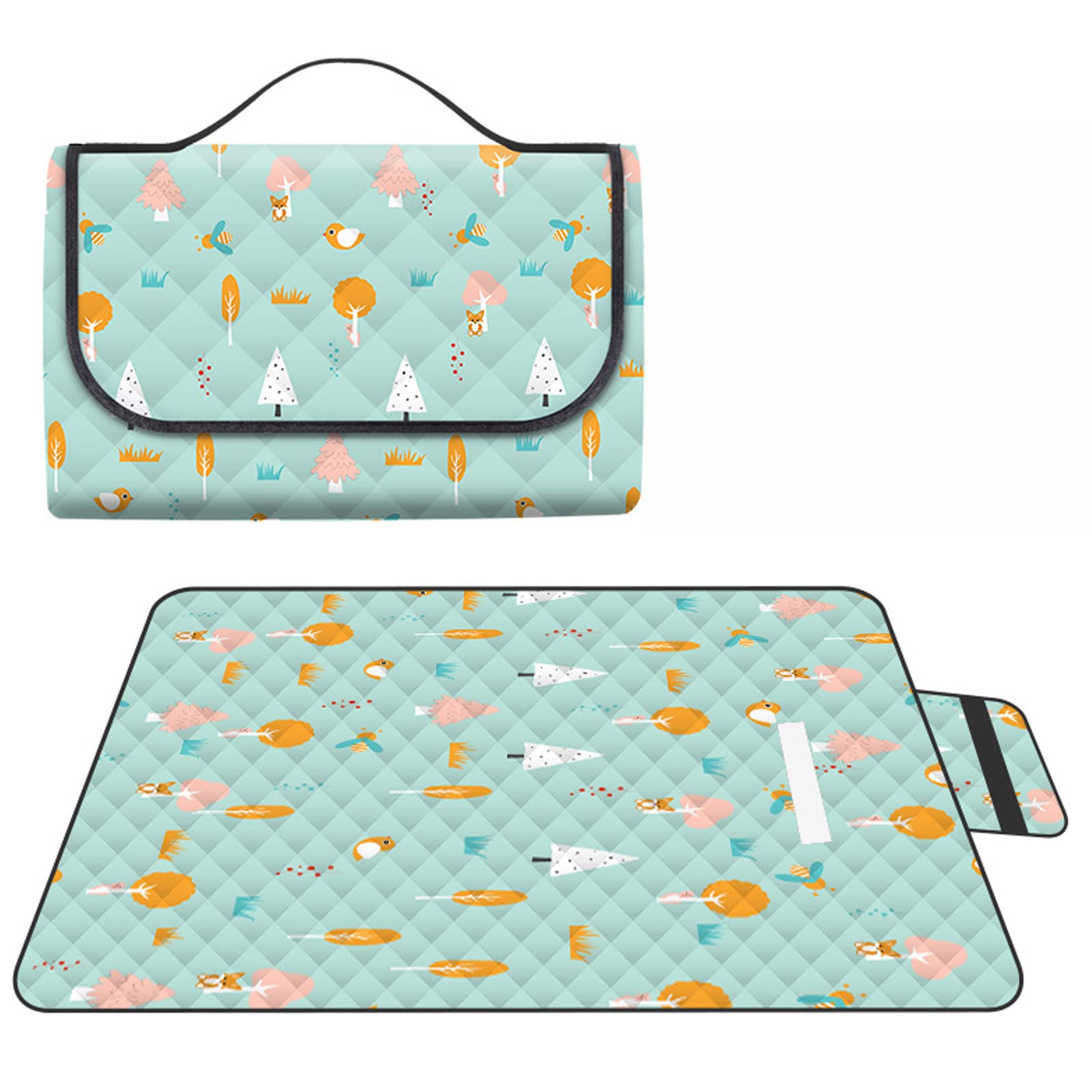 Coperte Da Picnic Impermeabili Pieghevoli 79 "* 79" Coperta Da Parco Lavabile Per Tappetino Da Picnic Per Campeggio, Concerti All'aperto, Escursionismo, Viaggi,A
