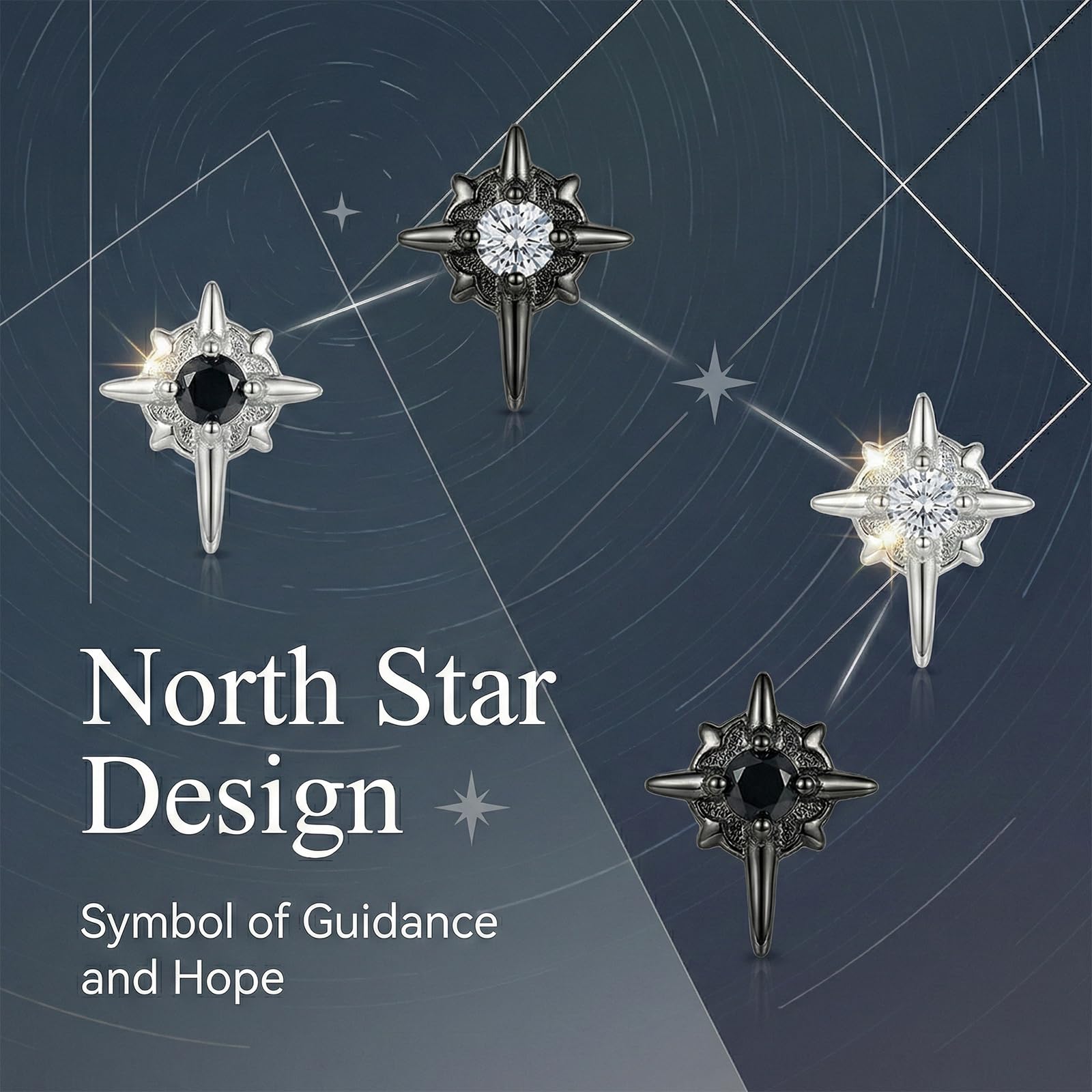 2 pary magnetycznych kolczyków w kształcie krzyża, gwiazdy, bez dziurkowania, hipoalergiczne, magnetyczne kolczyki męskie, bez dziurek w uszach, magnetyczne kolczyki