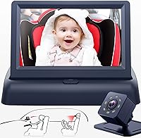 Vista 6 de Espejo de coche para bebé con pantalla de función de visión nocturna HD de 4.3 pulgadas, cámara de seguridad para asiento de automóvil con amplia