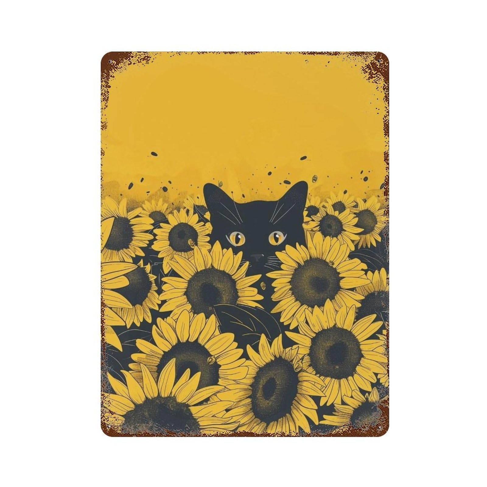 YHGERTKU Feline in Bloom 01 Wall Art Retro Iron Vintage Metal Tin Sign Poster Modern Decor for Living Rooms Gift 40x30cm