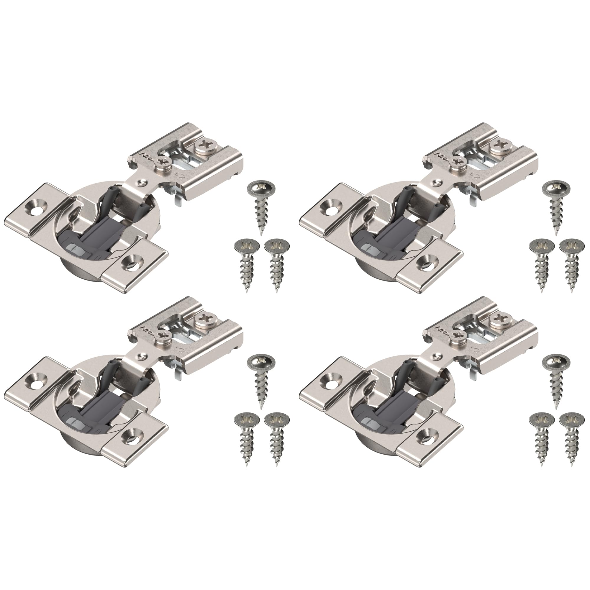 COMPACT BLUMOTION Hinge (2 Kits), 1/2" Overlay, 105° Opening Angle, Steel, Integrated Soft-Close Hinges for Face Frame Cabinets