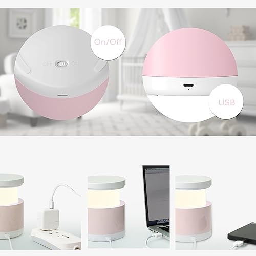 Miniatura 5 de Little Martin's - Luz nocturna para bebé, lámpara LED recargable por USB, brillo ajustable y blanco fríoamarillo cálido, dos modos de color (rosa,
