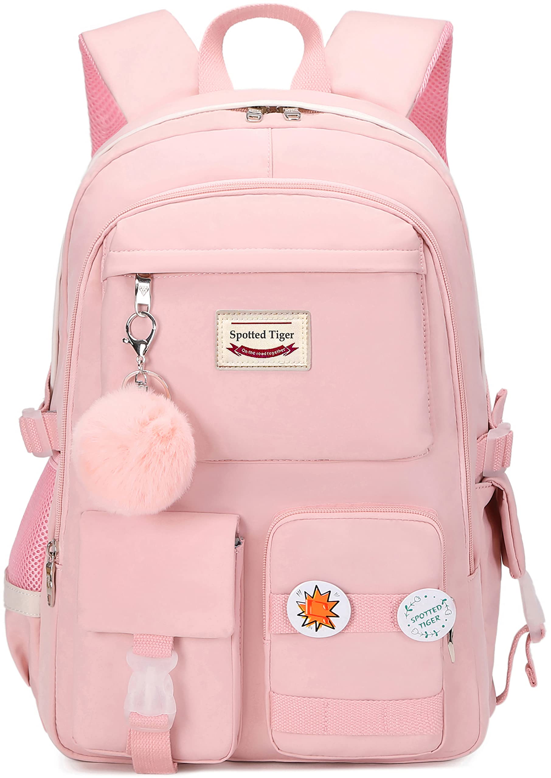Spotted Tiger Girls Backpack Aesthetic Backpack for Teen Girl Cute School Bag Bookbag Anime School Backpacks for Girls (Pink)