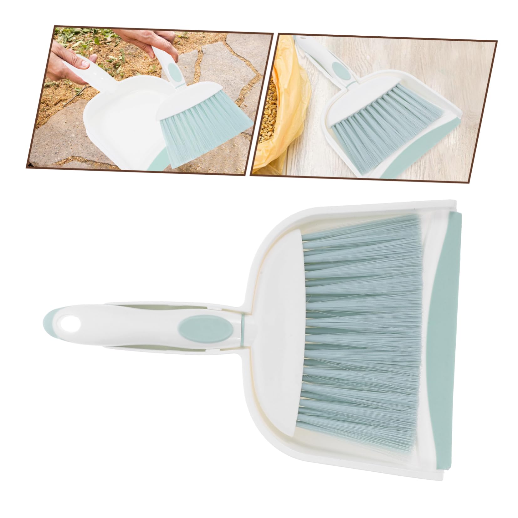 HOLIDYOYO Set Mini Broom Dustpan Hand Broom Small Broom and Dustpan Mini Cleaning Broom Small Table Broom Tabletop Broom Keyboard Broom Brush Brooms Children Cleaning Supplies Green Plastic