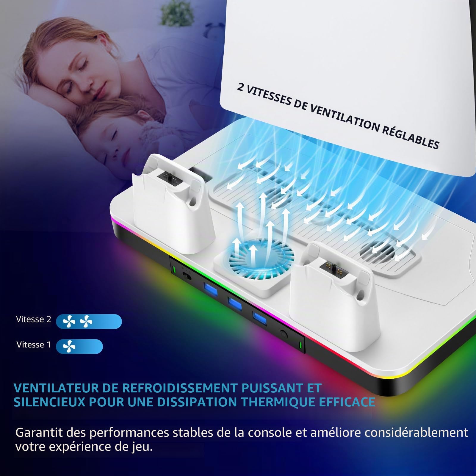 Station de Refroidissement pour Ventilateur PS5 Pro (PS5 Fan station2)