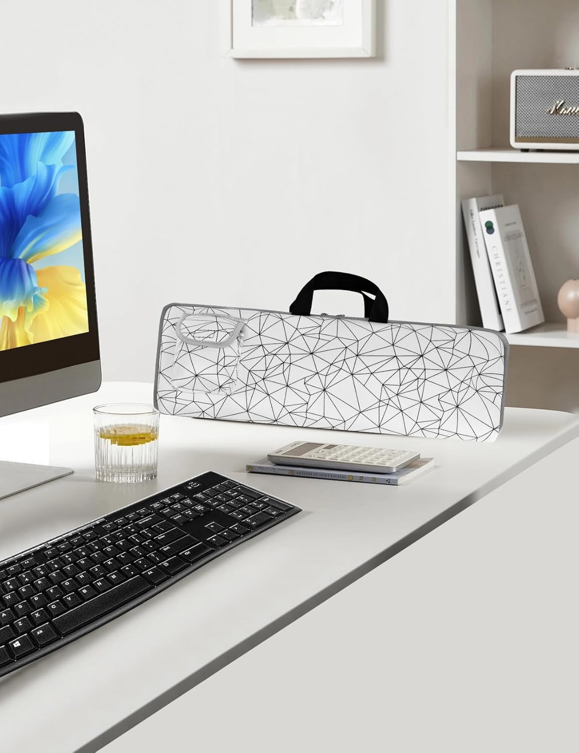 Keyboard Sleeve Travel Case for Logitech Mk270 Wireless Keyboard Compact Mouse Combo Rugged Neoprene Construction Zipper Mouse Storage and Cable Storage Pouch (White) - Image 5