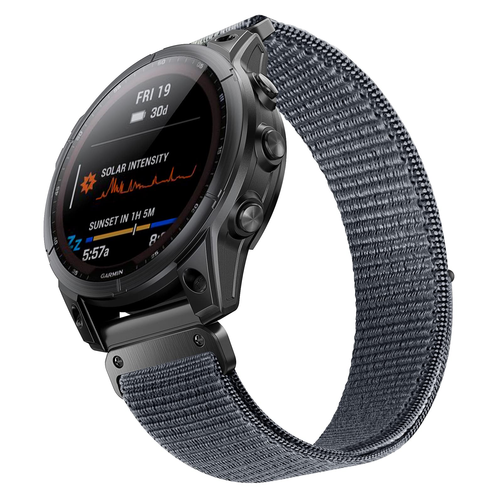 ANBEST 22mm Nylon Armband für Garmin Fenix 7/Fenix 6 Pro/Fenix 5 Armband, Schleife Klettband für Fenix 7 Pro/Fenix 6/Epix 2/Forerunner 945/955/965/935 Ultraleichtes Ersatzarmband