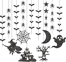 12pcs Halloween Hanging Decorations Outdoor Indoor for Party Ceiling Wall Window Tree Bat Ghost Spider Haunted House