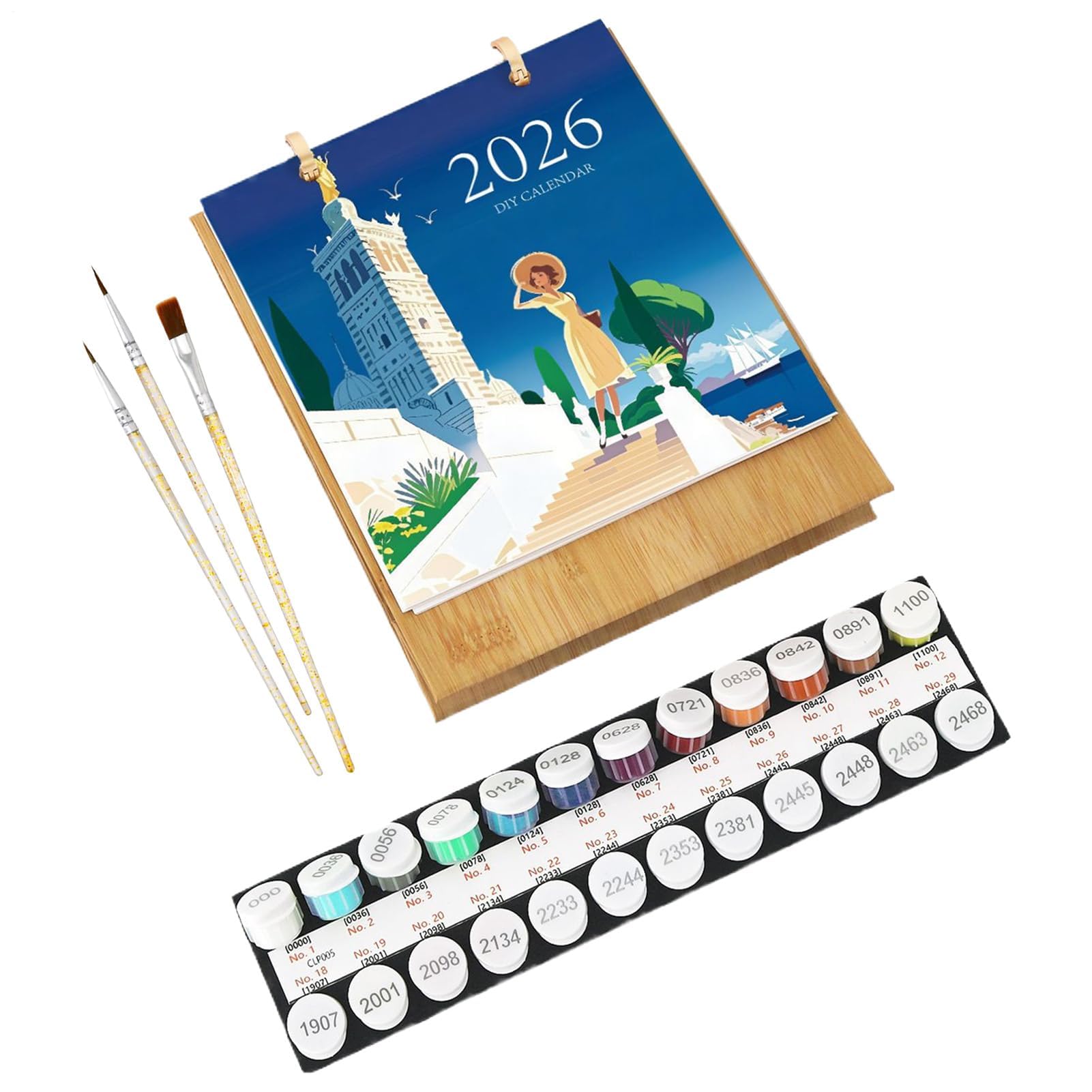 Calendario de mesa 2026 con 12 meses de números de pintura al óleo, planificador de escritorio y decoración, accesorios organizadores para el hogar, aula y apartamento