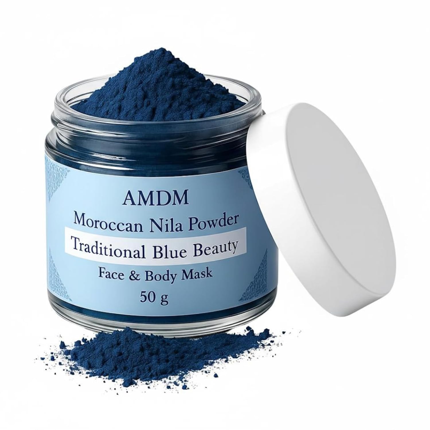 AMDM Moroccan Nila Powder - 100% Pure Blue Indigo Face & Body Mask - Natural Skin Brightening - Traditional Beauty Ritual - 50g (1.76 oz)