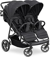 hauck Uptown Duo, Black - Side by Side Double Pushchair with Raincover, Rubber Wheels & Cup Holder, Fully Reclining from Birth up to 15 kg Each Child, 77 cm Wide, Compact Folding, XL Storage Basket