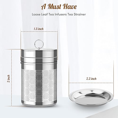 Miniatura 2 de Infusores de té para té suelto (paquete de 1), colador de té de acero inoxidable 188, difusor de té de malla extrafina para preparar té, especias y