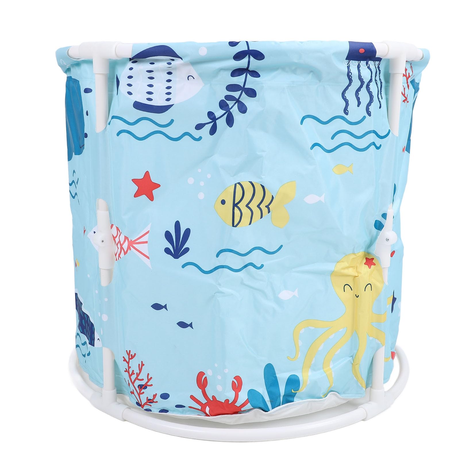 Vasca idromassaggio portatile pieghevole per bambini adulti, vasca da bagno in PVC e durevole con barile fredde per piccoli spazi (blu)