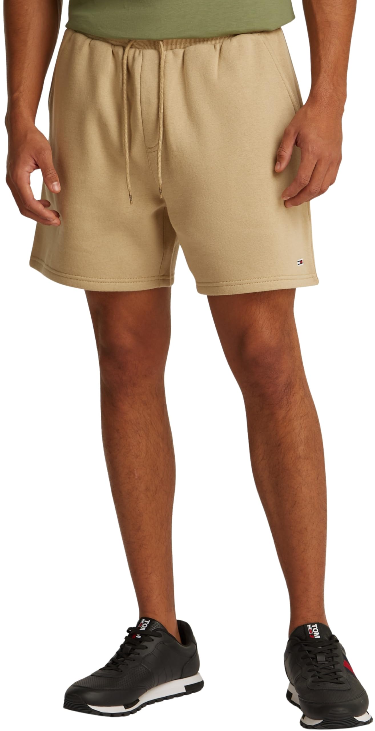 TOMMY JEANS Men’s Flag Beach Sweat Shorts with Drawstring, Beige (Relic Tan), 2XL