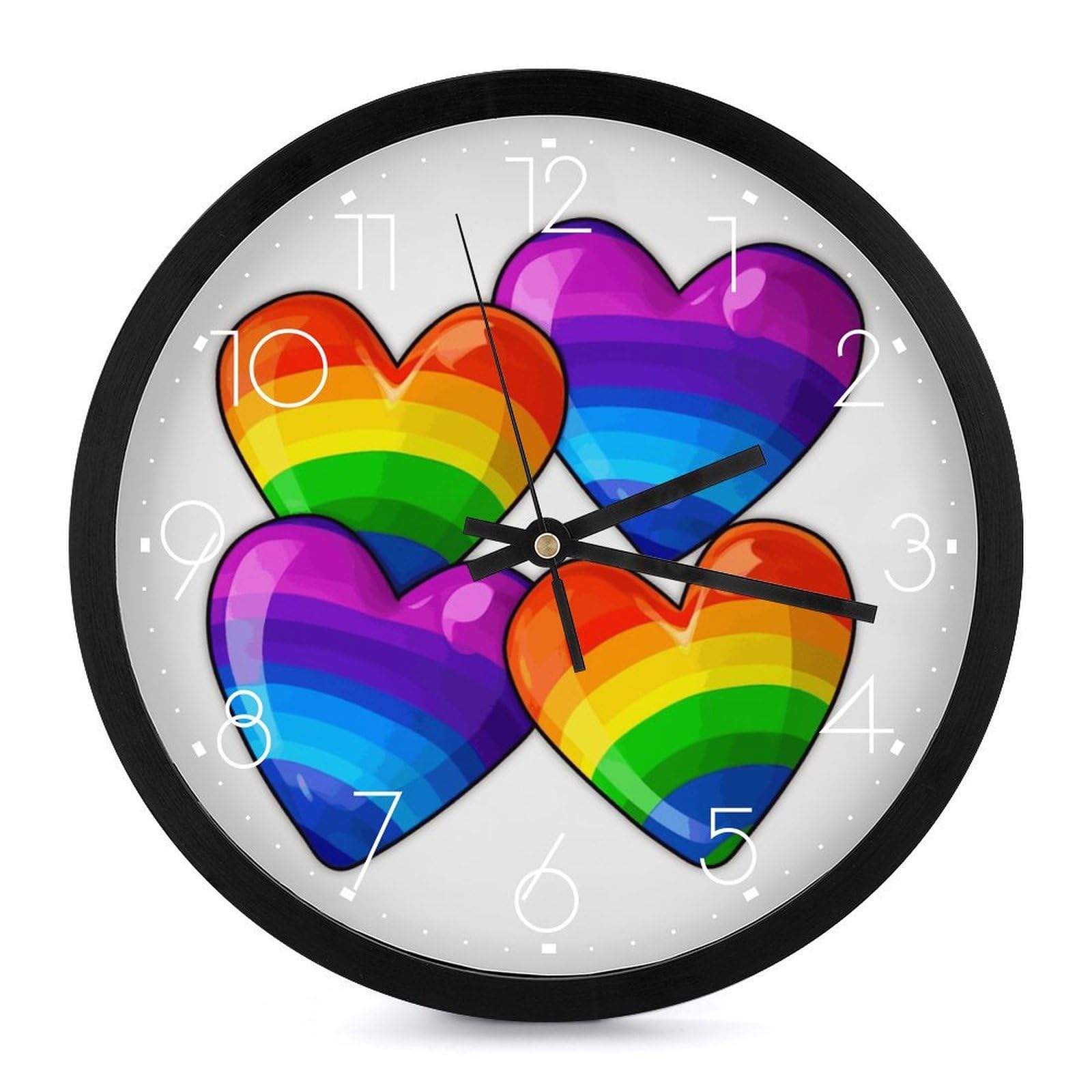 Horloge murale arc-en-ciel Gay Pride ronde blanche de 25,4 cm pour salon