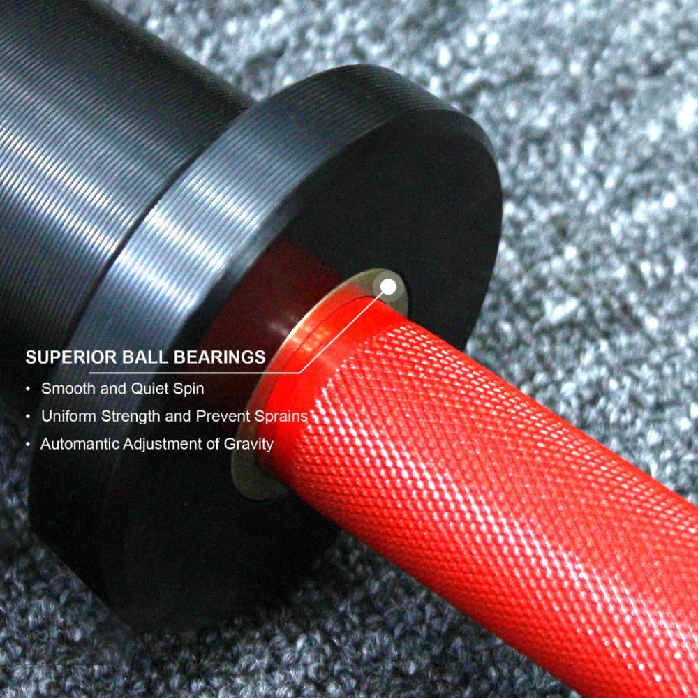 Pair of 16" Olympic Dumbbell Handles, Loadable Dumbbell Bars in Commercial Grade for 2-inch Olympic Weight Plates Great for Home Gym Strength Training, Weight Barbells with 2 Pair of Spring Collars, Red