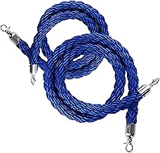 Cuerda de barrera de cola trenzada azul de 1M/2M/3M/4M/5M de largo, cuerda de barrera con gancho, poste de barrera de cola y soporte de control de multitudes divisor de cuerda/245Cm/8 pies(245Cm/8Ft)