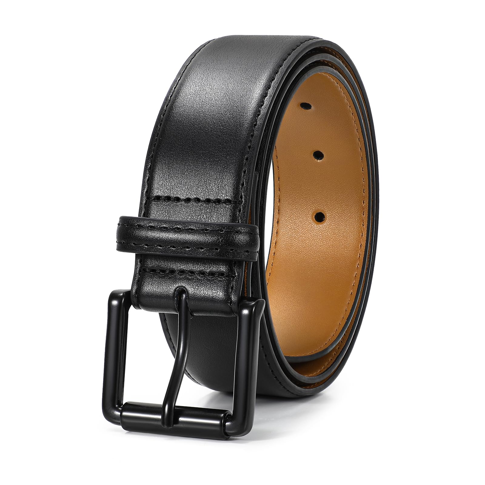 TRIWORKS Men Leather Belt Mens Dress Belt Pin Buckle for Jeans Pants