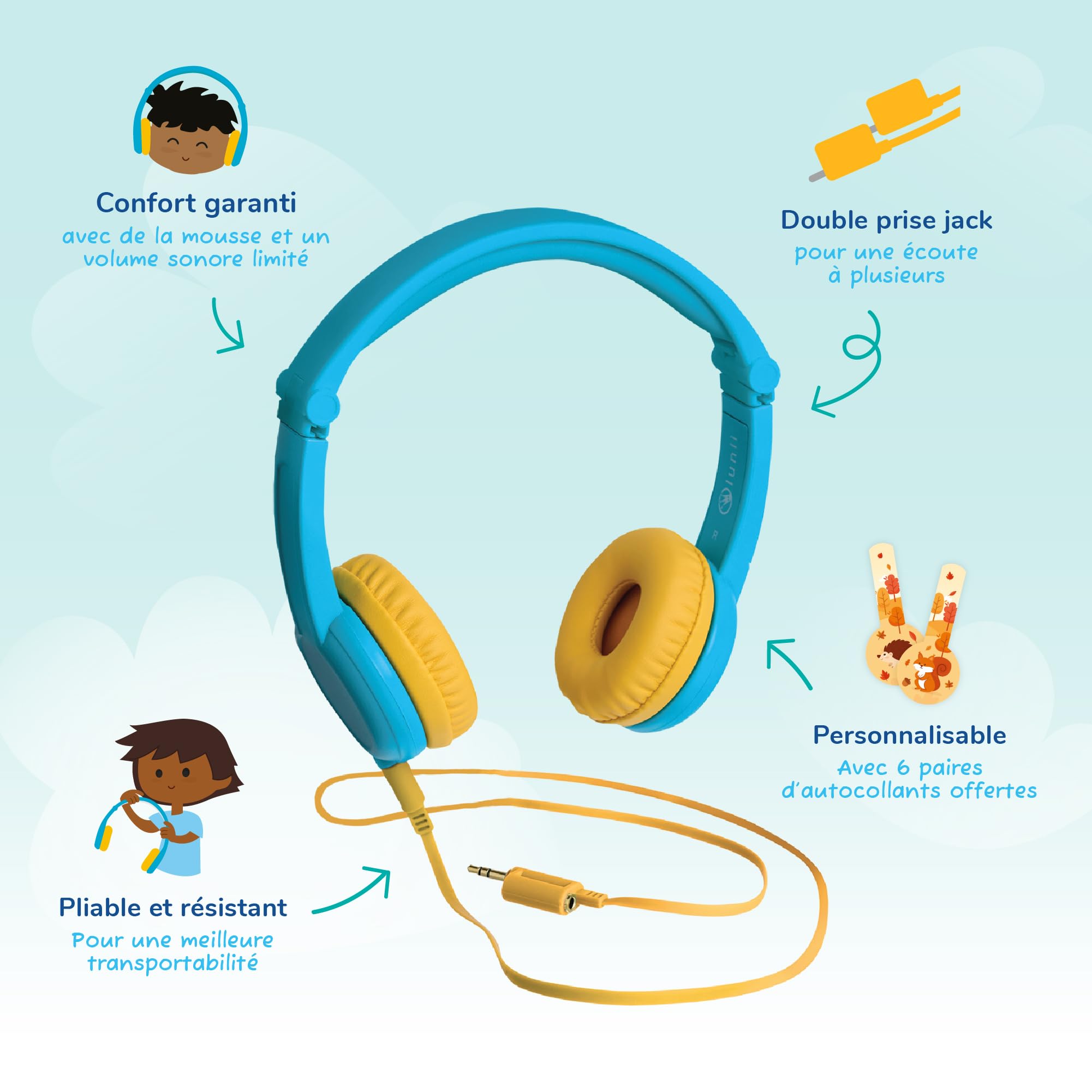 Lunii- Auriculares de Audio Azul – Compatible con mi fábrica a Historias – para niños de 3 a 8 años, Color (850011045640)