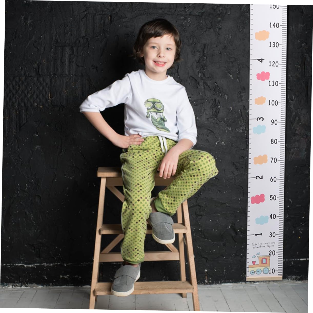 Abaodam Wooden Canvas Kids Growth Chart Height Measurement Ruler Wall Decal Kids Growth Chart Wall