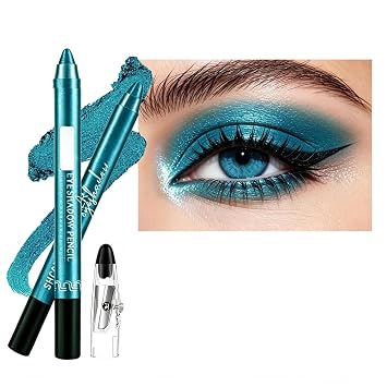 Light Blue Eyeshadow Stick, Highlighter Eye Liner,Eye Brightener Stick, Shimmer Creamy eye shadow, Waterproof Eyeshadow Pencil Long Lasting Eye Shadow Makeup.#4 light blue shimmer