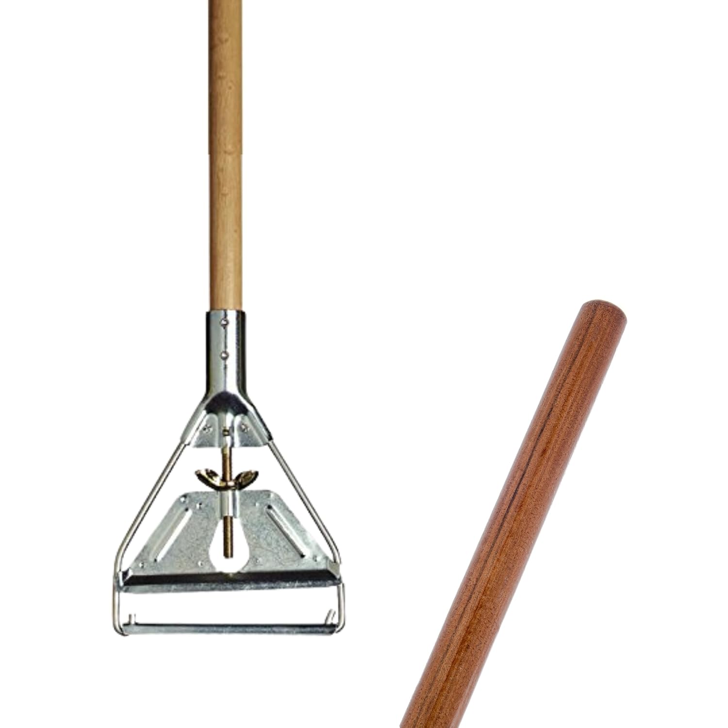 Carlisle FoodService Products 4034000 Wood Mop Handle with Metal Head, 1.13" Handle Diameter, 63" Length