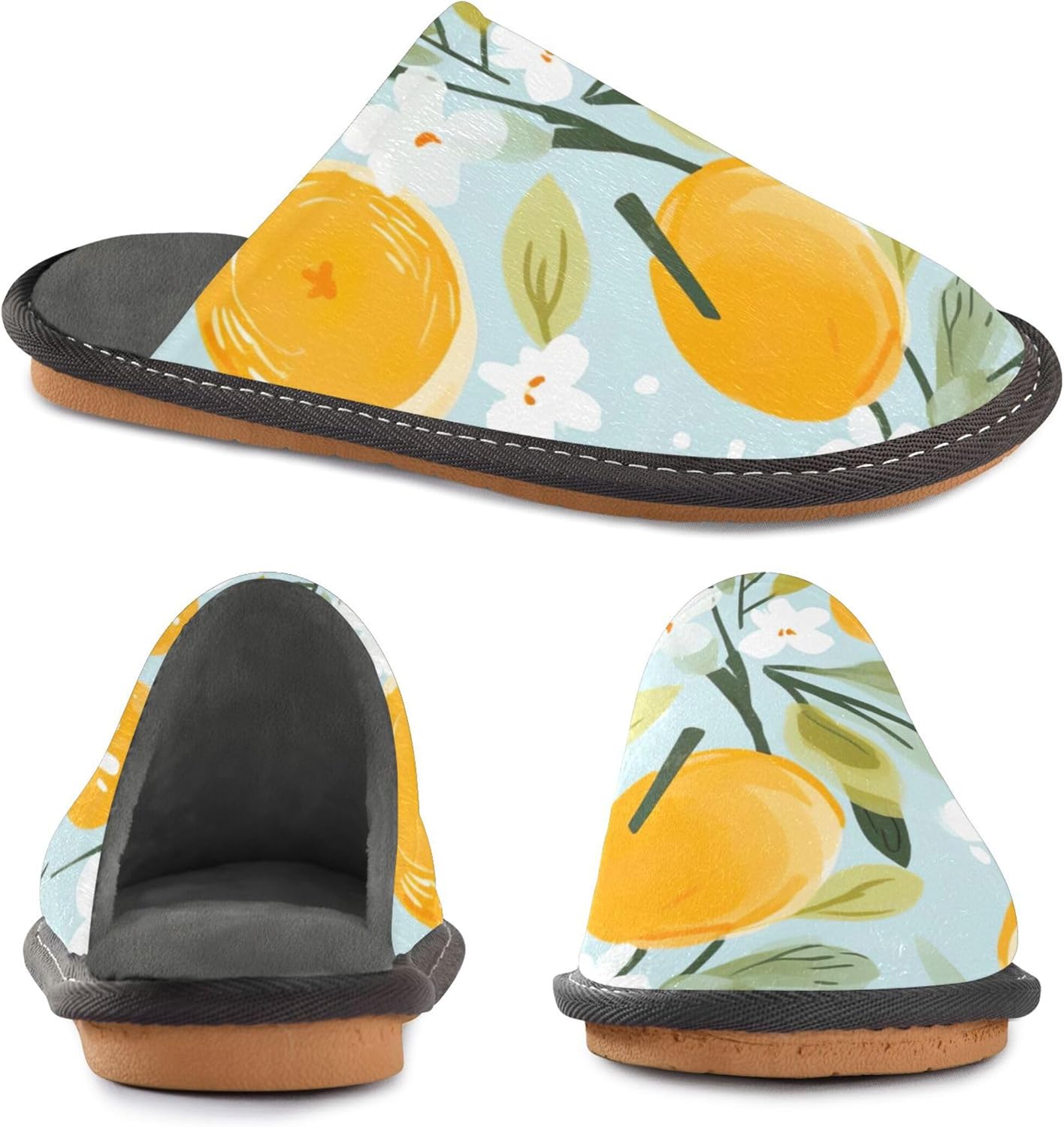 Orange Fruit House Slippers – Cozy Fuzzy Slippers for Guests, Washable & Disposable, Perfect for Shoeless Home, Spa & Hotel Use A111845