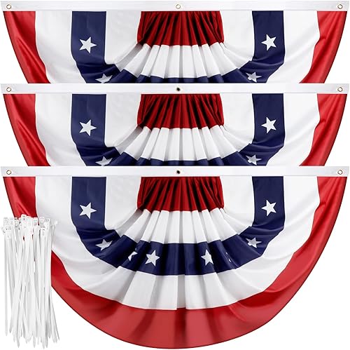 Bandera plisada de Estados Unidos, bandera estadounidense de 2 x 4 pies, bandera patriótica de medio abanico para decoración de interiores y