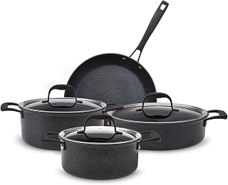 Karaca BioDiamond Pro Edition Cookware Set,Induction Safe, 7 Pieces, Black