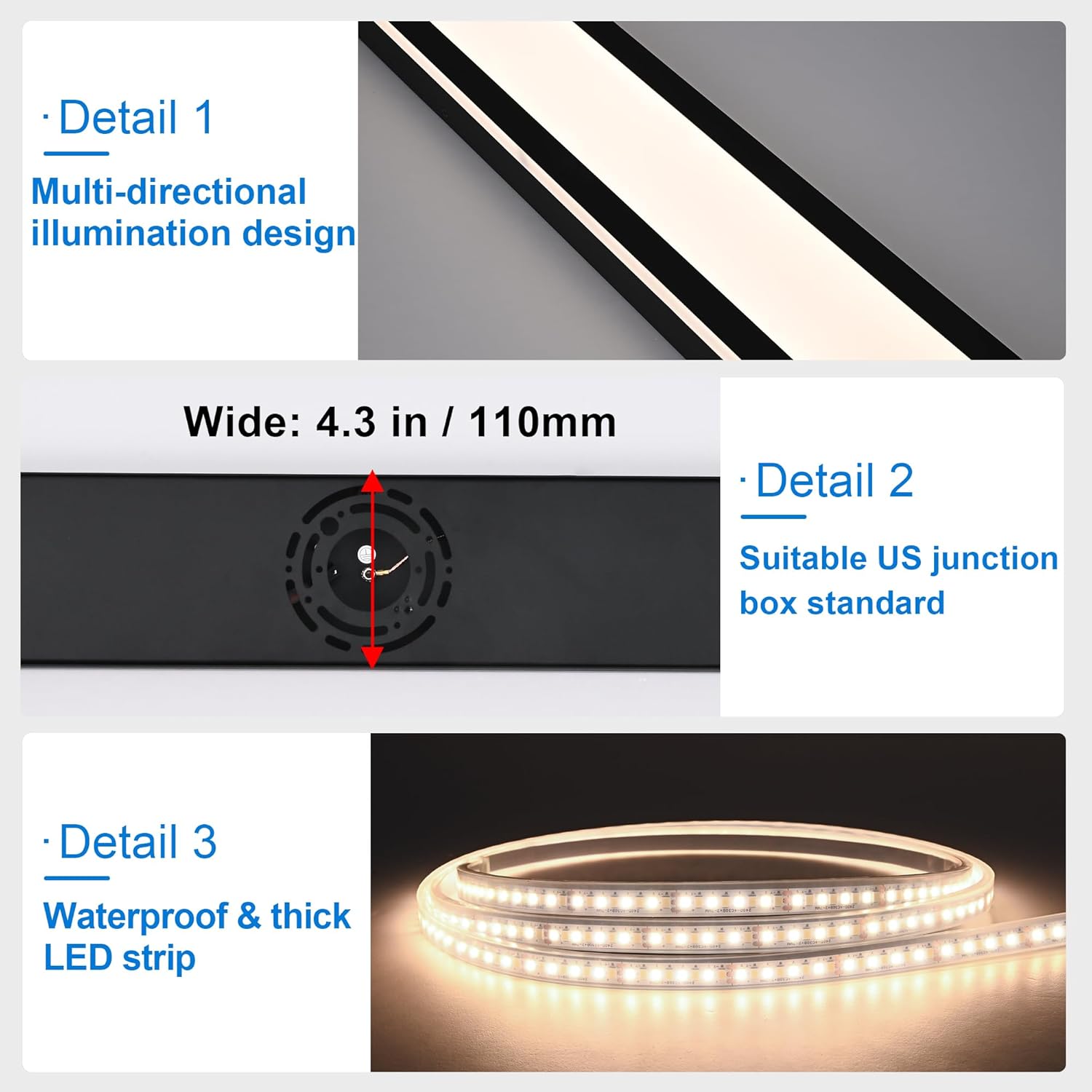 MELUCEE 2 Pack 16in Linear Outdoor Wall Lights 18W LED Outside Porch Lights 5 Color Dimmable Outside Garage Lighting Exterior Light Fixtures Wall Mount for House Patio Balcony Porch, IP65 Waterproof