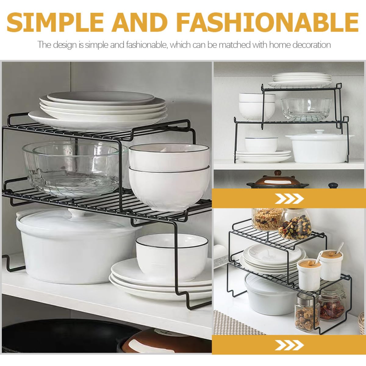 NUOBESTY Stapelfähiger Eisen Gewürzregal Organizer Großformat Schwarzer Küchen und Arbeitsplatten Organizer für Gewürzdosen und Vorräte