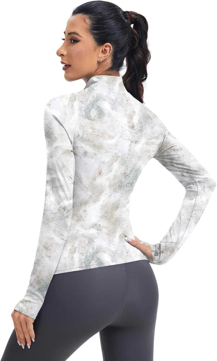 LUYAA Womens Long Sleeve Workout Tops Quater Zip Pullover Running Athletic Jacket with Pockets - Image 2