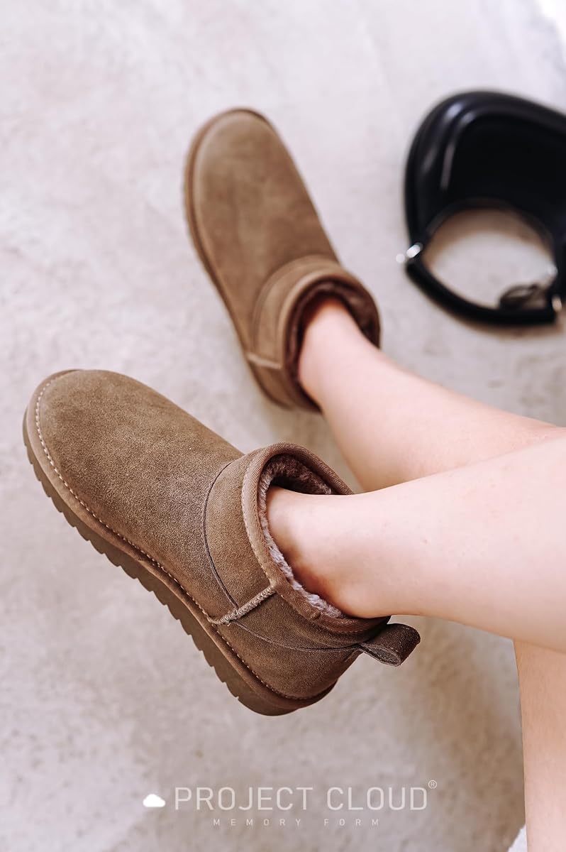 Botines Cómodos Mujer 100% Cuero Genuino Project Cloud | Zapatos de invierno con plantilla de espuma viscoelástica resistente al agua - Calzado de moda Zapatos de otoño al aire libre para mujer - Botas de invierno para mujer