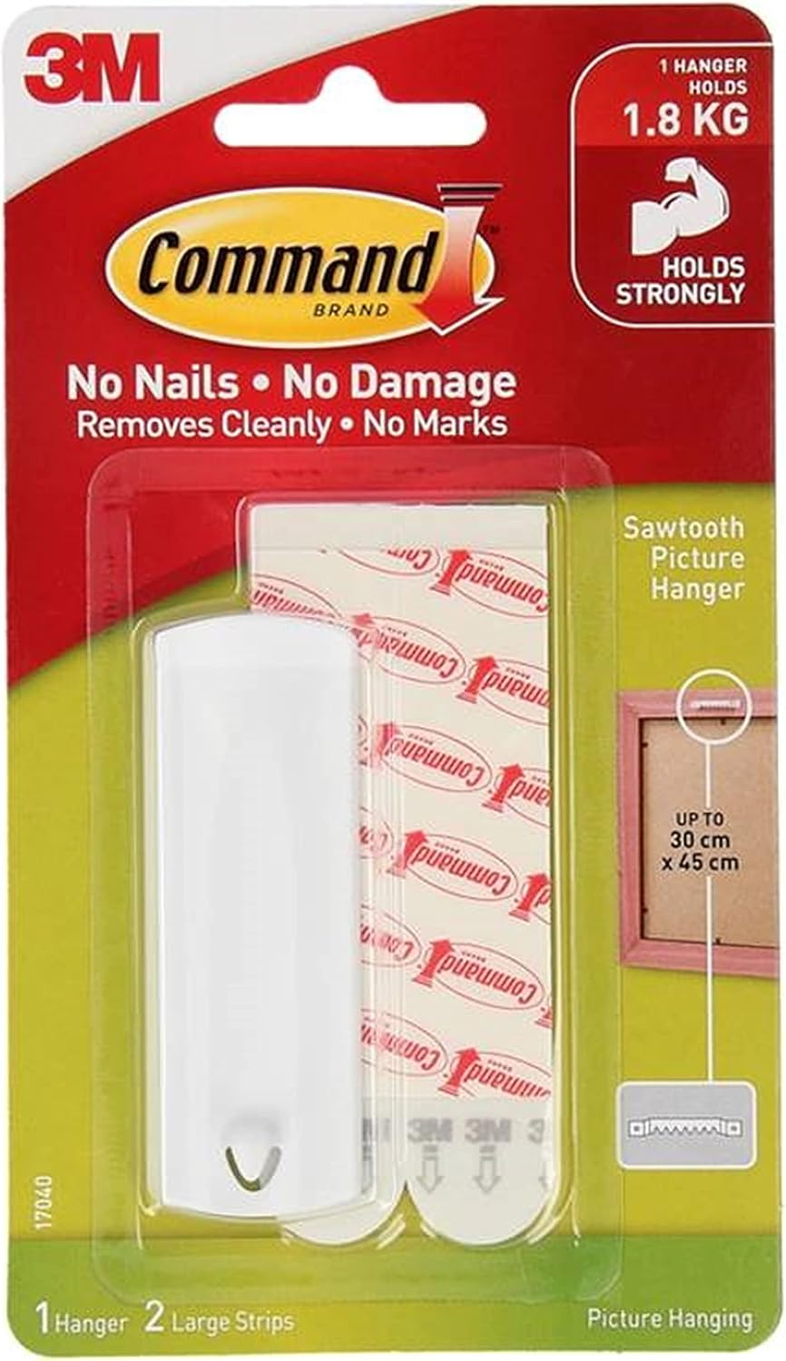 Command 17040 Sawtooth Picture Hanger Kit with Adhesive Strips Hanger